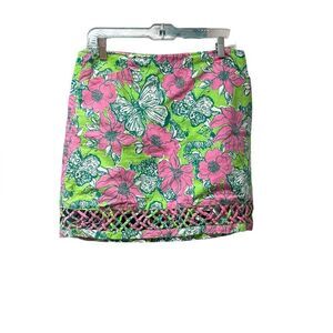 Lilly Pulitzer Skirt Butterfly Print in Pink, Bright Green & White Size 6